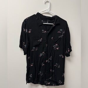 All Saints Black Tropical Print Men's Shirt